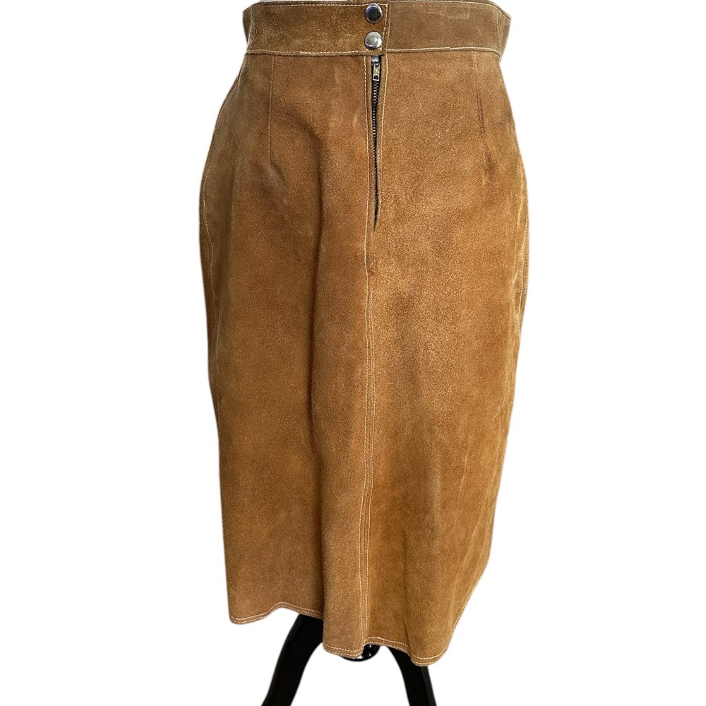 Tan Suede Midi Skirt